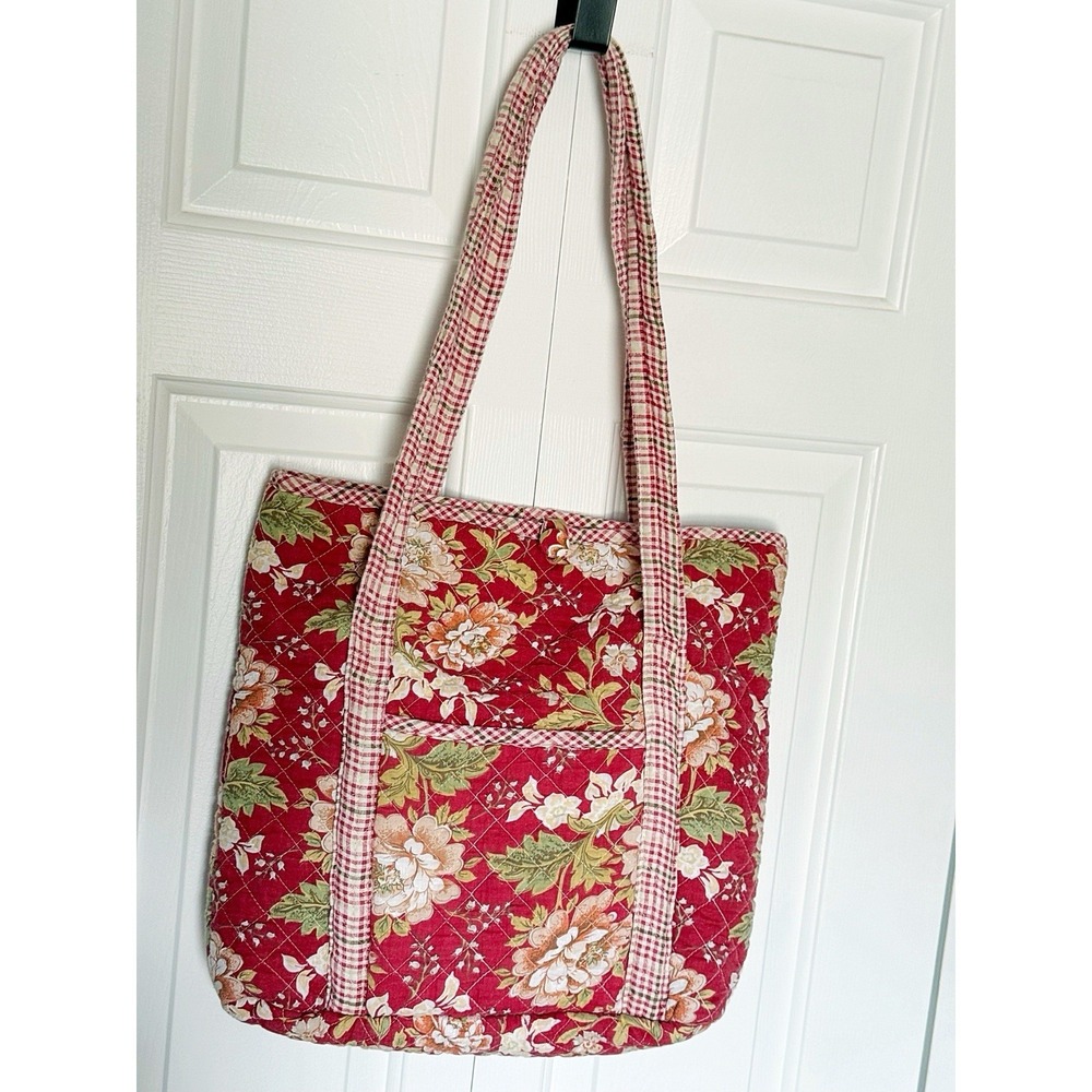 Pink Floral Tote With  Pockets